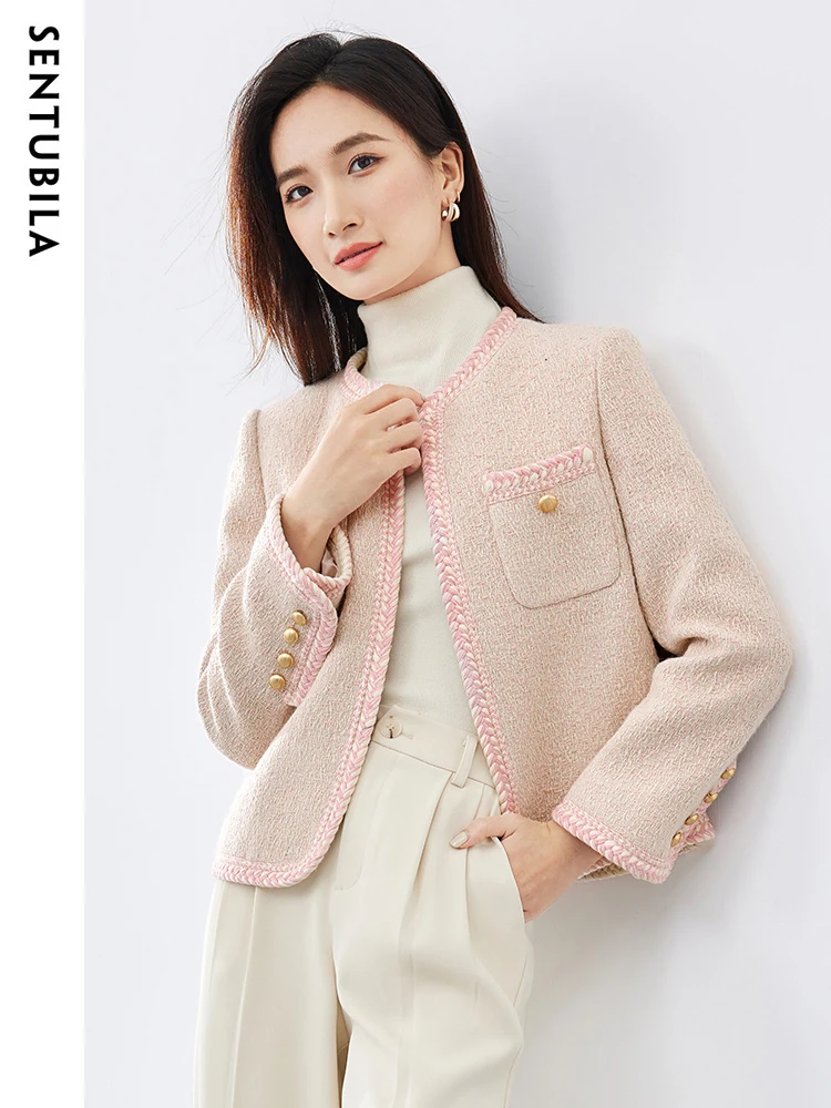 Sentubila Short Coat for Women Autumn Winter Luxury New Elegant Round Neck Crop Jacket Female Cardigan Tops Clothing 134W51811
Sentubila Short Coat for Women Autumn Winter Luxury New Elegant Round Neck Crop Jacket Female Cardigan Tops Clothing 134W51811