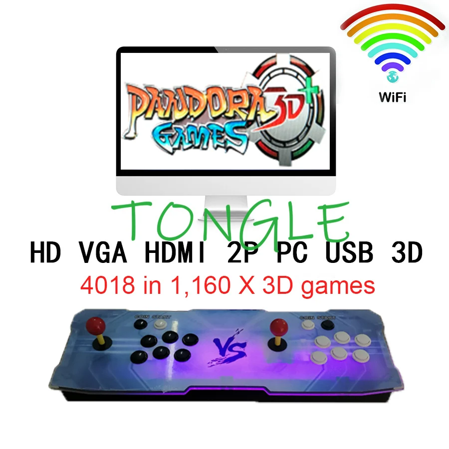 

Pandora 3D Arcade 4018 / 8000 In 1 Wifi Version LED Button Zero Delay Joystick Contoller Retro Arcade Game Pandoras Console