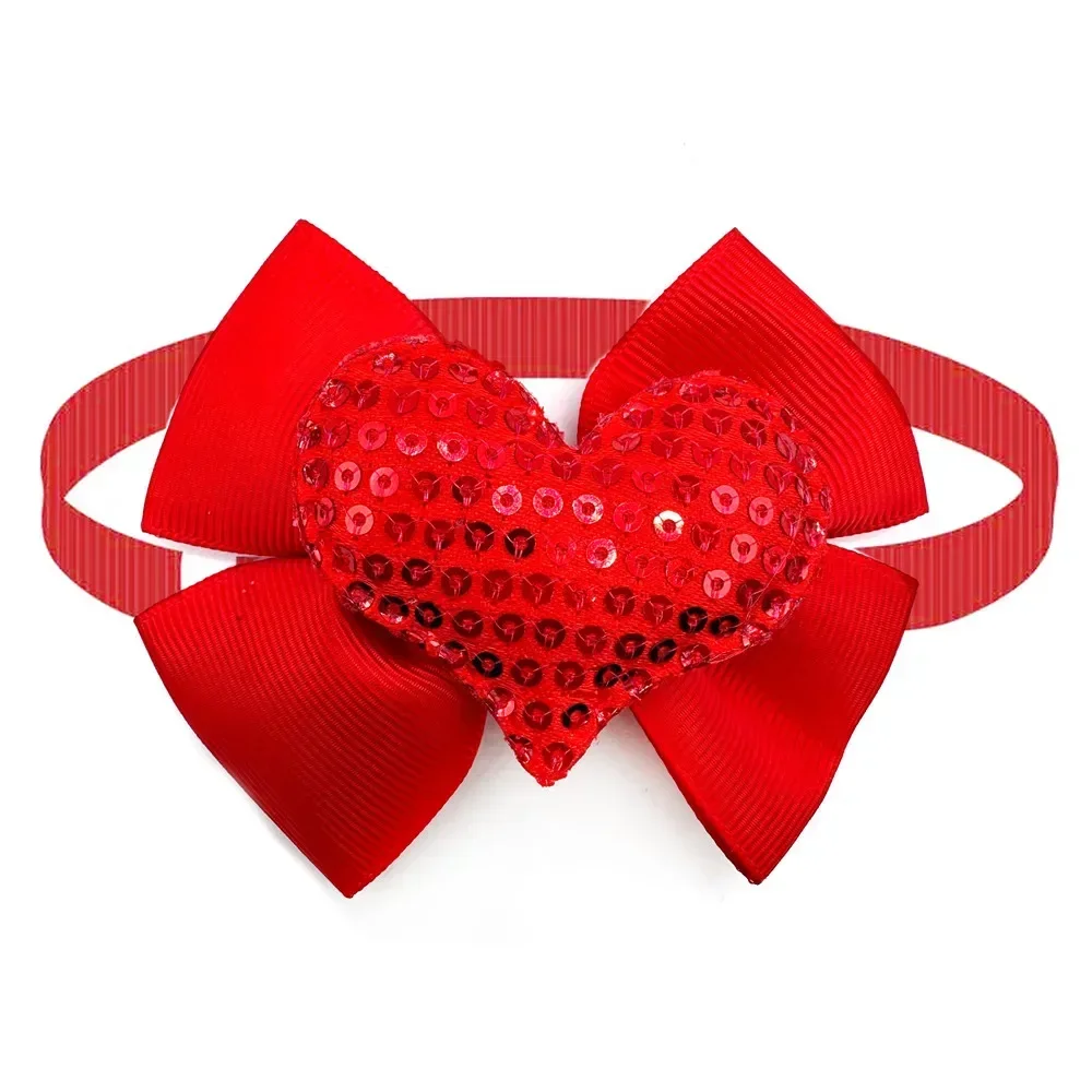 

Bows Bowties Grooming Dog Pet Heart Bow Neckties Style Small Cute Valentine's Sequin 30/50pcs New Day Ties Collar