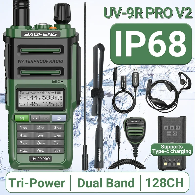 Портативная рация Baofeng UV-9R Pro V2, водонепроницаемое зарядное устройство IP68 Type-C, УКВ/УВЧ, Любительское радио, дальность действия 50 км, улучшенная версия
Портативная рация Baofeng UV-9R Pro V2, водонепроницаемое зарядное устройство IP68 Type-C, УКВ/УВЧ, Любительское радио, дальность действия 50 км, улучшенная версия