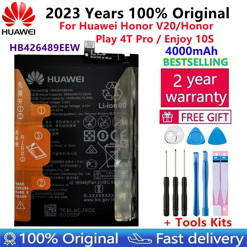 100% Orginal HUAWEI HB426489EEW 4000mAh Battery For Huawei Honor V20/Honor Play 4T Pro/Enjoy 10S Replacement Batteries Bateria
100% Orginal HUAWEI HB426489EEW 4000mAh Battery For Huawei Honor V20/Honor Play 4T Pro/Enjoy 10S Replacement Batteries Bateria