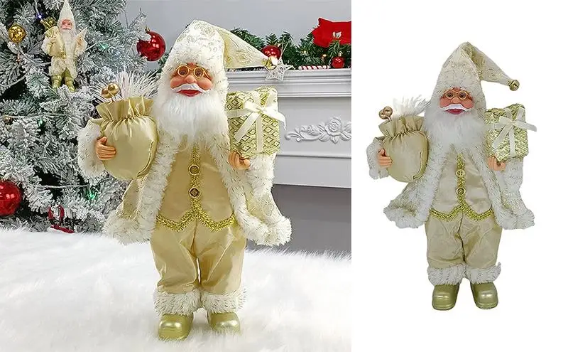 

Santa Claus Figurines Standing Santa Figurine Doll Christmas Home Decoration 12inch Winter Festive Desktop Collectible Ornament