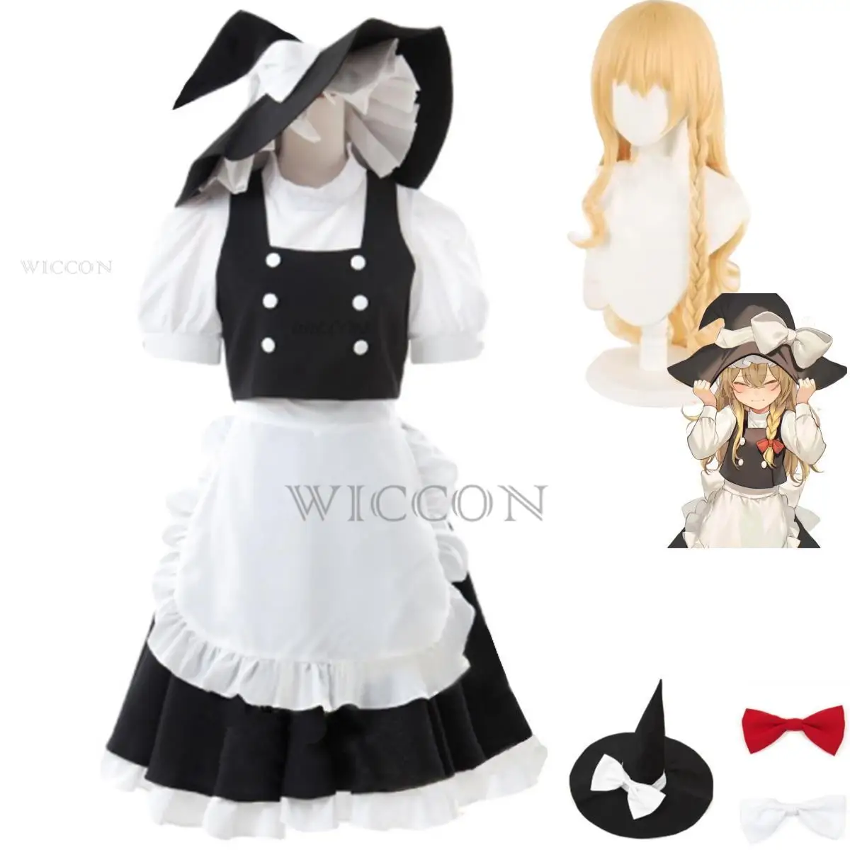 

Anime Game Touhou Project Kirisame Marisa Cosplay Costume Kirisame Magic Shop Wig Maid Attire Woman Sexy Kawaii Halloween Suit