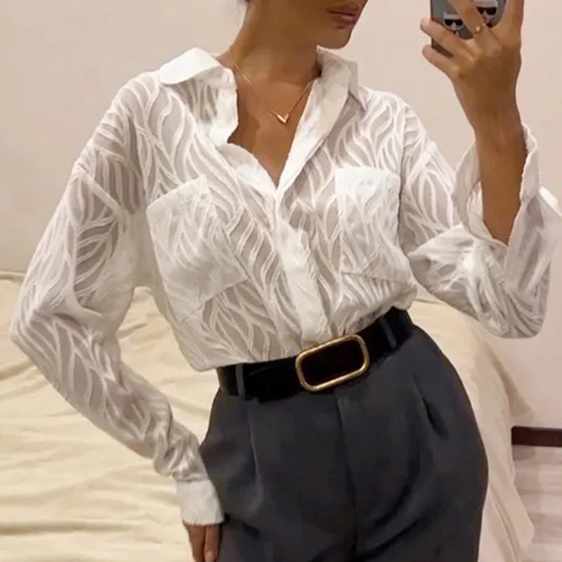 PASSIONNÉ White Blouse for Women Lapel Long Sleeve Perspective Loose Shirts Female OL Style 2023 Autumn Fashion New
PASSIONNÉ White Blouse for Women Lapel Long Sleeve Perspective Loose Shirts Female OL Style 2023 Autumn Fashion New
