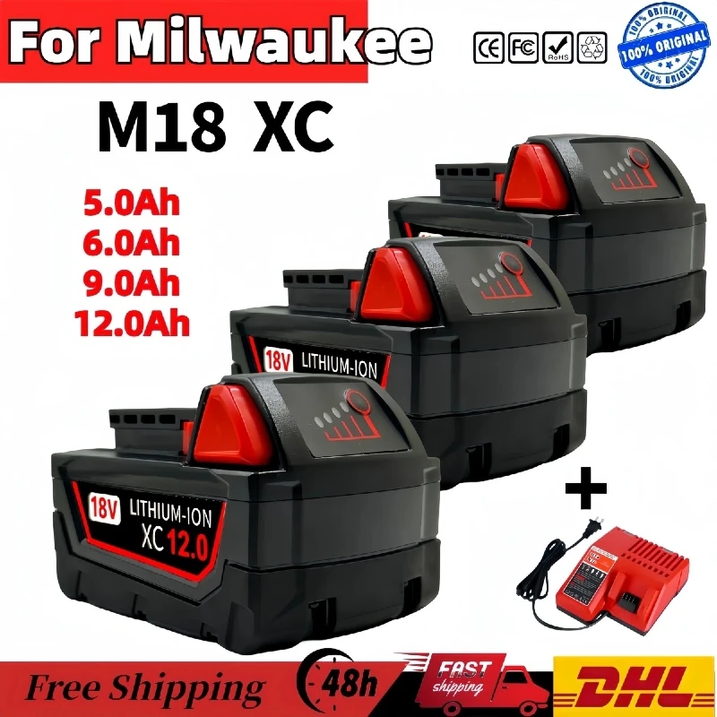Original 18V 12.0Ah Replacement Lithium Ion Battery For Milwaukee M18 Power Tool Batteries 48-11-1815 48-11-1850 48-11-1860 Z50
Original 18V 12.0Ah Replacement Lithium Ion Battery For Milwaukee M18 Power Tool Batteries 48-11-1815 48-11-1850 48-11-1860 Z50