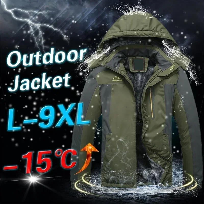 

Winter Jacket Men Thick Fleece Waterproof Outwear Military Jackets Men's Windbreaker Army Parka Raincoat Coats Plus Size 8XL 9XL