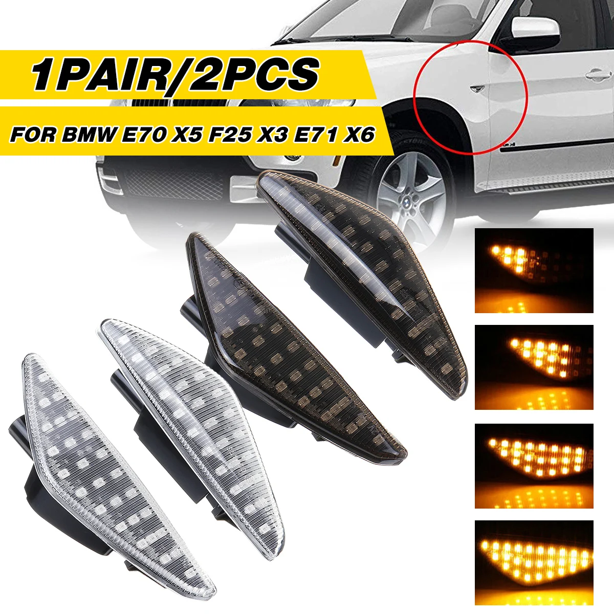 LED Dynamic Side Flowing Water Marker Turn Signal Blinker Light For BMW X3 F25 X5 E70 X6 E71 E72 2007-2014
LED Dynamic Side Flowing Water Marker Turn Signal Blinker Light For BMW X3 F25 X5 E70 X6 E71 E72 2007-2014