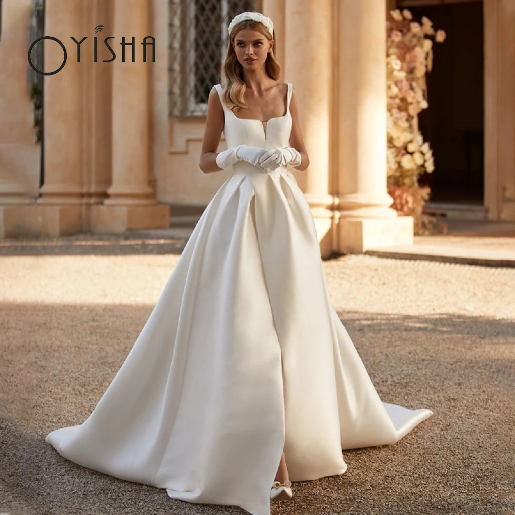 OYISHA Elegant A-Line Sleeveless Wedding Dresses 2023 Robe De Mariee Spaghetti Straps Square Neck Satin Bridal Gowns Custom Made
OYISHA Elegant A-Line Sleeveless Wedding Dresses 2023 Robe De Mariee Spaghetti Straps Square Neck Satin Bridal Gowns Custom Made
