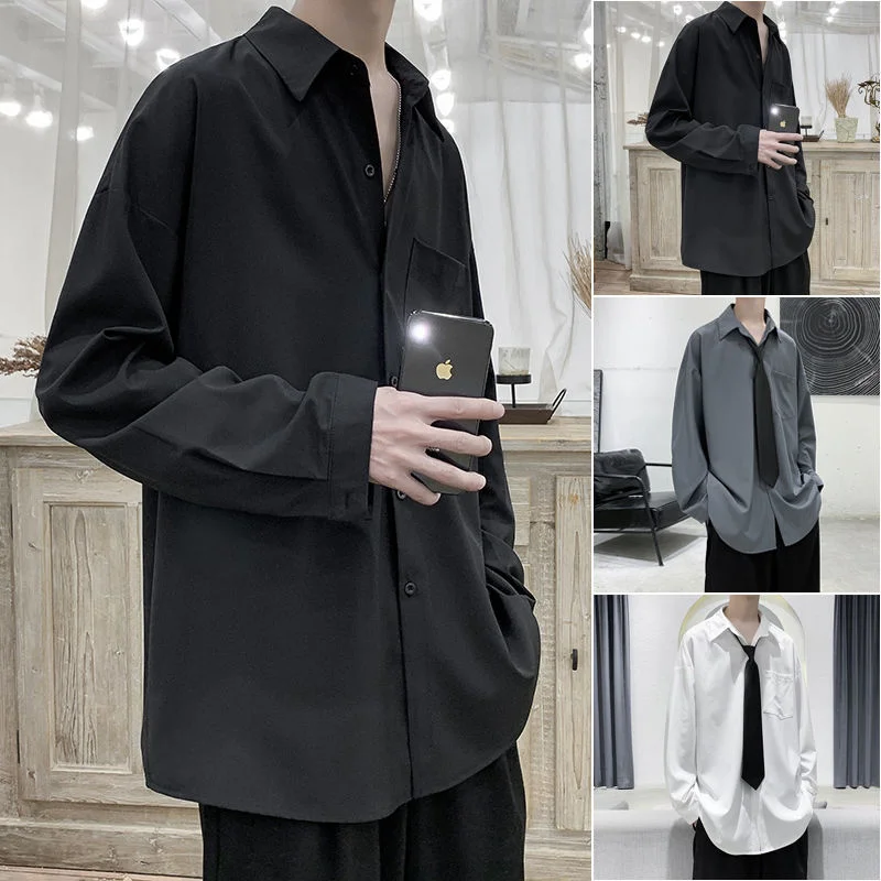 Solid Long Sleeve Shirts Thin Versatile Loose Casual All-match Lapel Bottom Shirts Breathable Fashion Men's Clothes Four Seasons
Solid Long Sleeve Shirts Thin Versatile Loose Casual All-match Lapel Bottom Shirts Breathable Fashion Men's Clothes Four Seasons