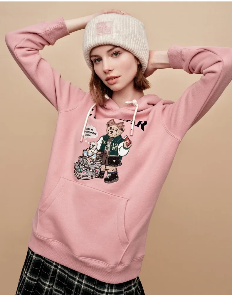 Winter Hoodies for Women , Pink Color Bear Embroidery Sweatshirt , Cotton Fabric Casual Loose Tops, Vestidos Para Mujer, Traf
Winter Hoodies for Women , Pink Color Bear Embroidery Sweatshirt , Cotton Fabric Casual Loose Tops, Vestidos Para Mujer, Traf