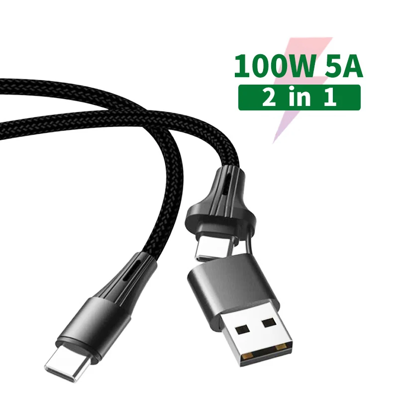 100W 2 in 1 USB C to Type C Micro usb Cable PD Fast Charging Cable for Xiaomi Huawei Samsung iPad MacBook Pro Data Transfer Cord
100W 2 in 1 USB C to Type C Micro usb Cable PD Fast Charging Cable for Xiaomi Huawei Samsung iPad MacBook Pro Data Transfer Cord