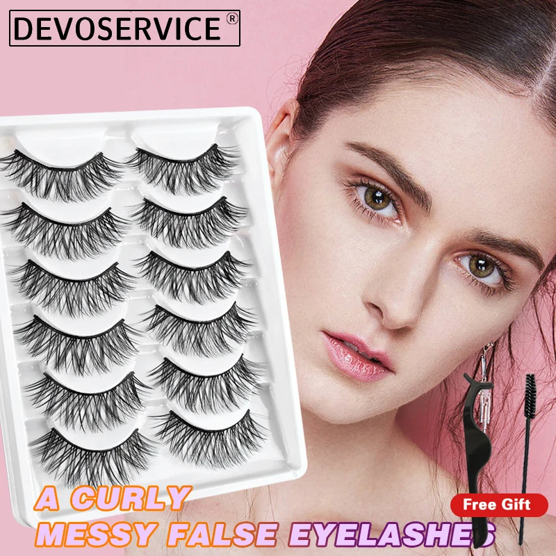 

DEVOSERVICE Lashes 6 Pairs Natural Cross Fluffy False Eyelashes 3D Mink Eyelash Dramatic Eyelashes Makeup Eye Lash Maquiagem