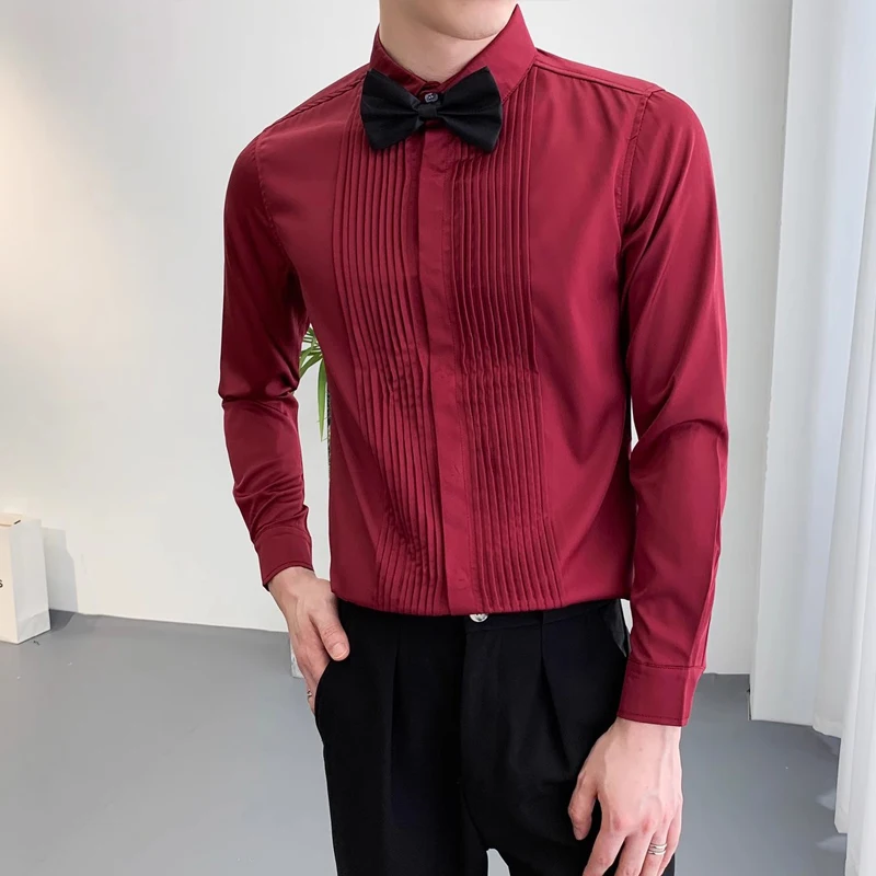 Spring Autumn Wrinkle Design Long Sleeved Men Dress Shirts Plus Size Wedding Groom Slim Fit Mens Tuxedo Shirt Camisas(No Tie)
Spring Autumn Wrinkle Design Long Sleeved Men Dress Shirts Plus Size Wedding Groom Slim Fit Mens Tuxedo Shirt Camisas(No Tie)