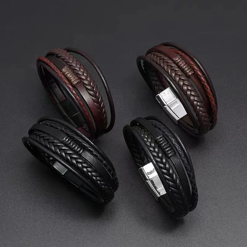 Simple Handmade Weaving Multi -layered Leather Bracelet Fashion Popular Jewelry Men's Bracelet Punk Style Personality Bracelet
Simple Handmade Weaving Multi -layered Leather Bracelet Fashion Popular Jewelry Men's Bracelet Punk Style Personality Bracelet