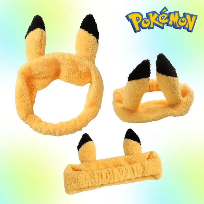 

Kawaii Ins Pokémon Pikachu Ears Plush Headbands for Women Cute Pokemon Anime Toy Figure Hair Accessories Girls Cosplay Hairband