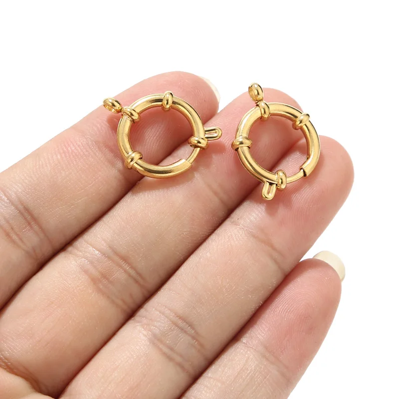 6pcs Stainless Steel Gold Plated Round Spring Ring Clasps Connectors For DIY Jewelry Bracelet Necklace Making Findings 14mm/16mm
6pcs Stainless Steel Gold Plated Round Spring Ring Clasps Connectors For DIY Jewelry Bracelet Necklace Making Findings 14mm/16mm
