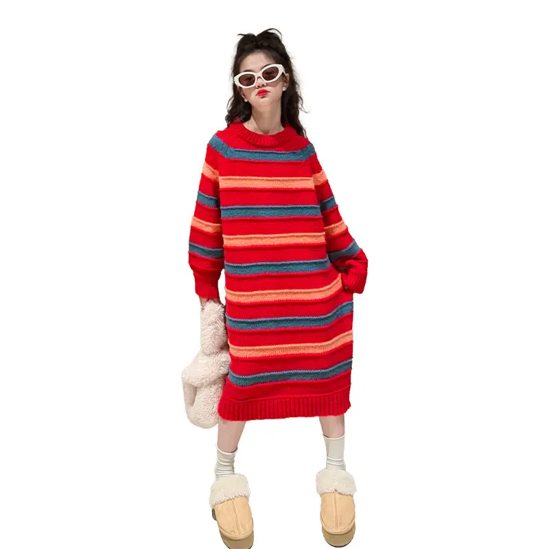 Knitted Sweater for Kids Girl Autumn Fashion Long Lazy Style Dresses Teens Girls Pullover Fashion Striped Children Dress Clothes
Knitted Sweater for Kids Girl Autumn Fashion Long Lazy Style Dresses Teens Girls Pullover Fashion Striped Children Dress Clothes