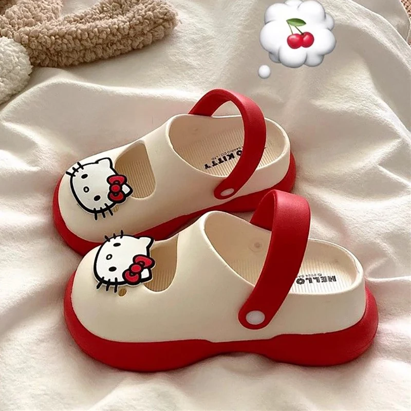 

Симпатичные Аниме Cinnamoroll Sanrio Kuromi милые удобные нескользящие тапочки Симпатичные Мультяшные My Melody Hello Kitty пляжные туфли для девочек