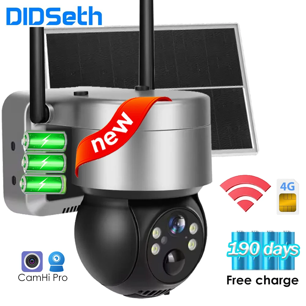 

DIDSeth 4G 4MP PTZ IP Solar Camera WiFi Outdoor CCTV Color Night Vision Video Security Surveillance Camhipro APP Security Cam