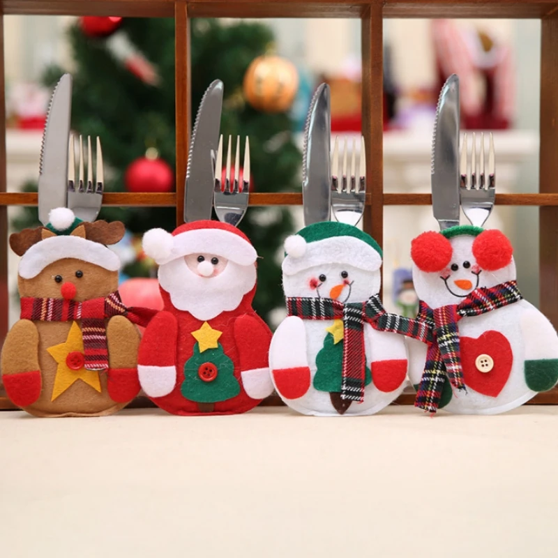 

Christmas Cutlery Holders Christmas Knife Fork Tableware Bags Pocket Christmas Decoration 2023 New Year Dinner Table Ornament