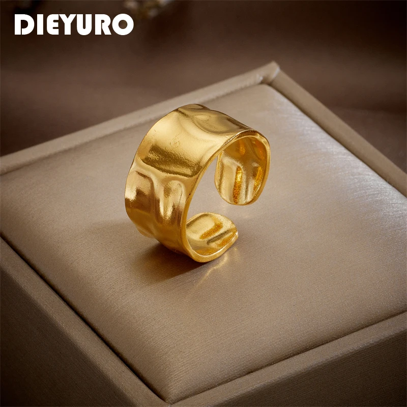 DIEYURO 316L Stainless Steel Irregular Beveled Opening Adjustable Ring For Women New Trend 2-Color Lady Fashion Jewelry Gifts
DIEYURO 316L Stainless Steel Irregular Beveled Opening Adjustable Ring For Women New Trend 2-Color Lady Fashion Jewelry Gifts