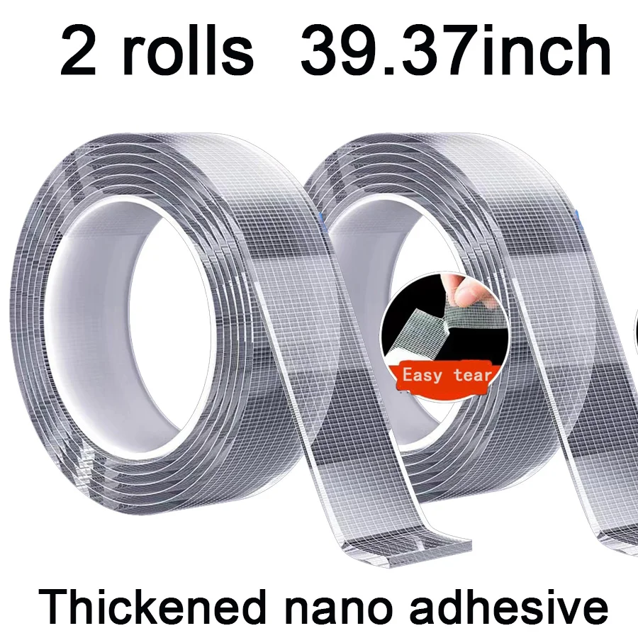 

2 Rolls grid Double Sided Tape Heavy Duty Removable Nano Tape for Poster Carpet Strong Adhesive Multipurpose Mounting Tape