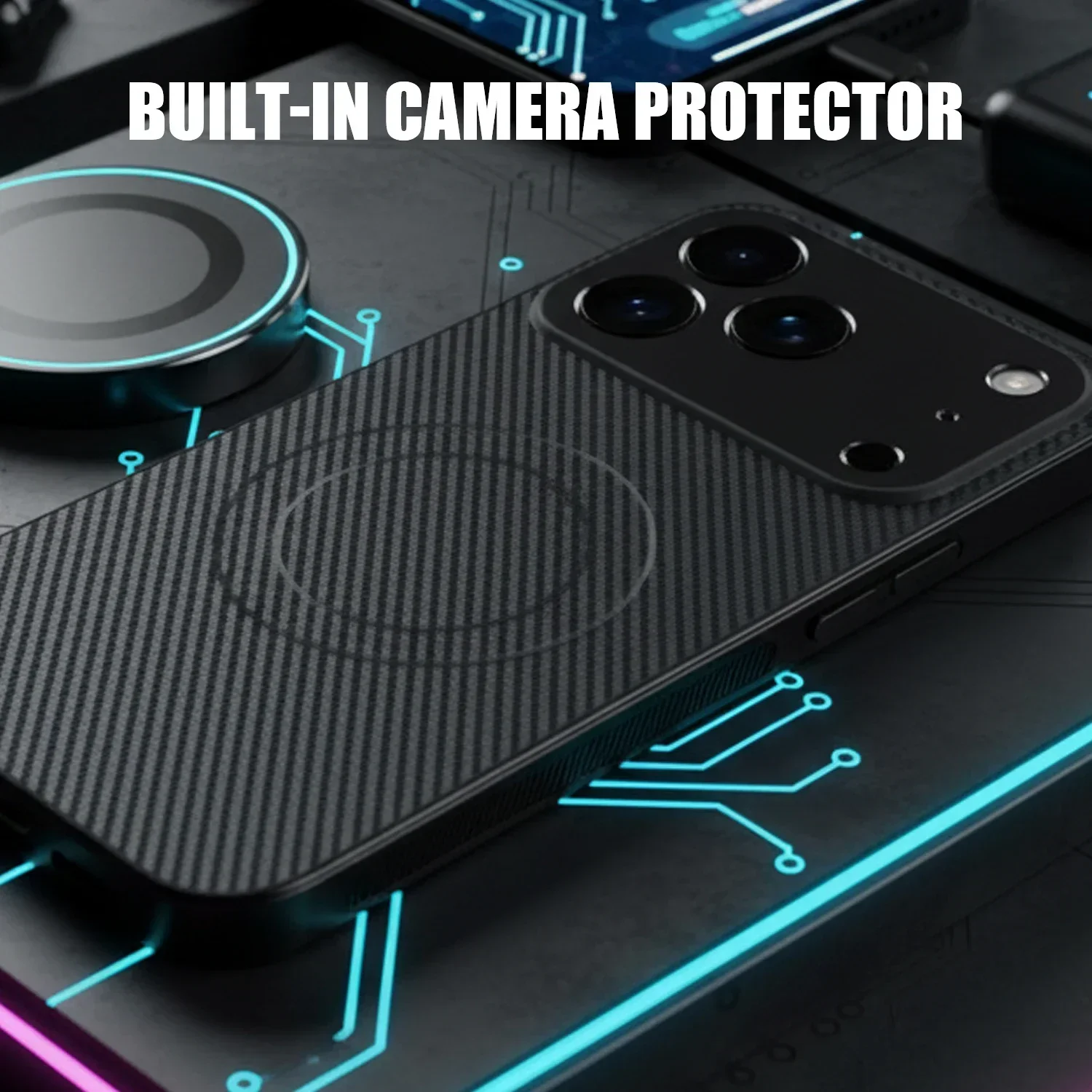 Carbon Fiber Magnetic Case for IPhone 17/17 Pro/17 Air/17 ProMax Ultra Slim Shockproof Phone Cover with Metal Lens Protectors Sf77e4fae1d354d9daa0bd7e8e32c060al