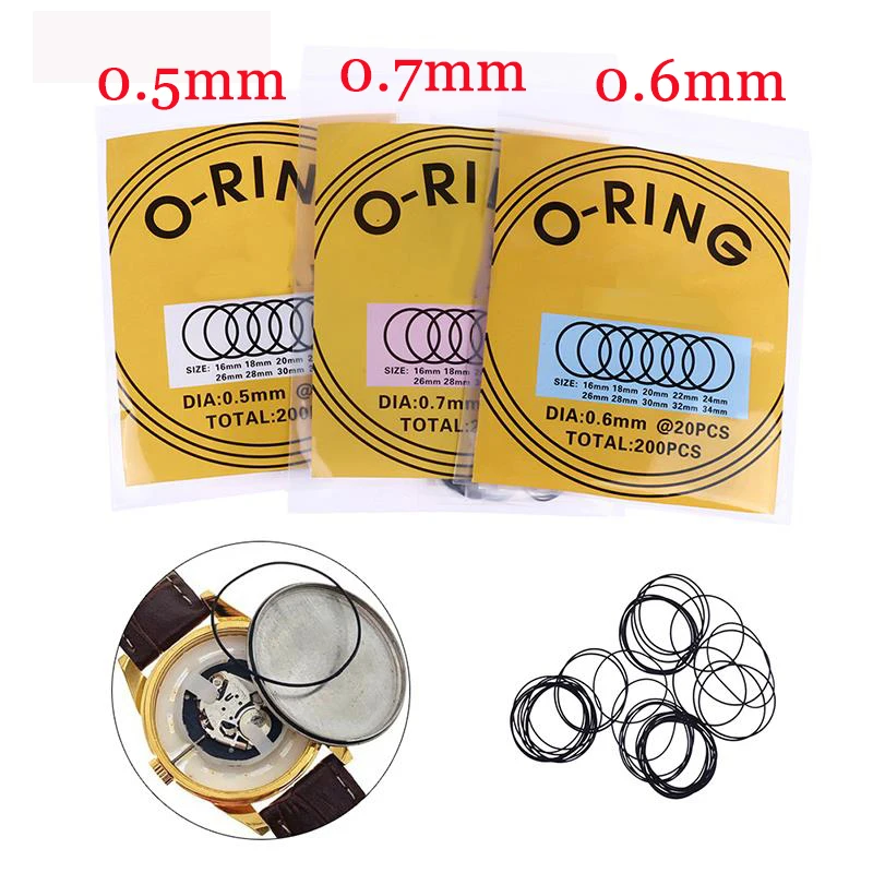 200pcs 0.5/0.6/0.7mm O-Ring Waterproof Rubber 16mm-34mm Watch Back Cover Gaskets Repairing Replacement Tool for Watchmaker
200pcs 0.5/0.6/0.7mm O-Ring Waterproof Rubber 16mm-34mm Watch Back Cover Gaskets Repairing Replacement Tool for Watchmaker