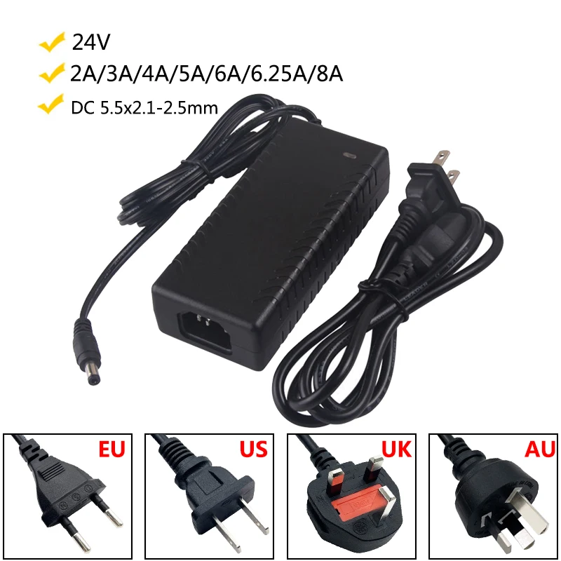 AC DC Adaptor 24v 2a Power Supply 24 volt Adapter 3A 4A 5A 6A 6.25A 8A 5.5*2.5mm Transformer Converter Adaptador Free Shipping
AC DC Adaptor 24v 2a Power Supply 24 volt Adapter 3A 4A 5A 6A 6.25A 8A 5.5*2.5mm Transformer Converter Adaptador Free Shipping