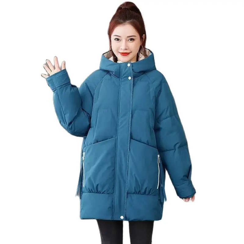 

Женская зимняя куртка с капюшоном, модная Корейская Свободная куртка с капюшоном, утепленная женская парка, пуховая хлопковая Зимняя Студенческая длинная верхняя одежда, 2023