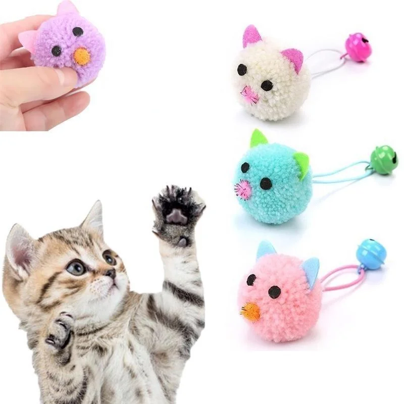 

Cat Toy Interactive Plush Mouse Head Shaped Pet Toys with Bell Pet Products аксесуари для котів