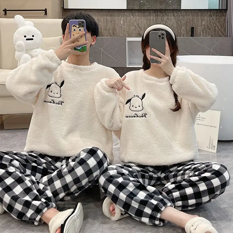 Kawaii Sanrios Series Anime Pachacco Autumn Winter Cartoon Cute Coral Fleece Home Warm Couple Pajamas Christmas Gifts
Kawaii Sanrios Series Anime Pachacco Autumn Winter Cartoon Cute Coral Fleece Home Warm Couple Pajamas Christmas Gifts
