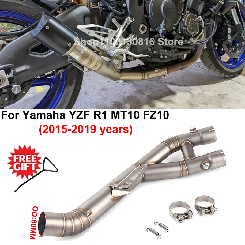 

Slip On For Yamaha MT10 R1 YZF-R1 MT-10 FZ-10 2015 - 2020 Modified Motorcycle Exhaust Middle Link Pipe Escape Systems Tube 60MM