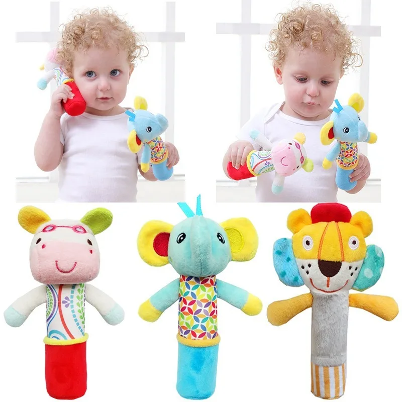 

cute Baby Crib Stroller Toy Rabbit Bunny Bear Soft Plush infant Doll Mobile Bed Pram kid Animal Hanging Ring Ring Color Random