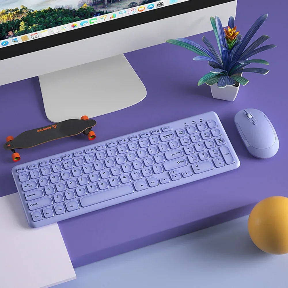 

2.4G Wireless Gaming Keyboard For Macbook Laptop Wireless Magic Keyboard Mouse Set For PC Gamer Pink Girl Portable Laptop Keypad