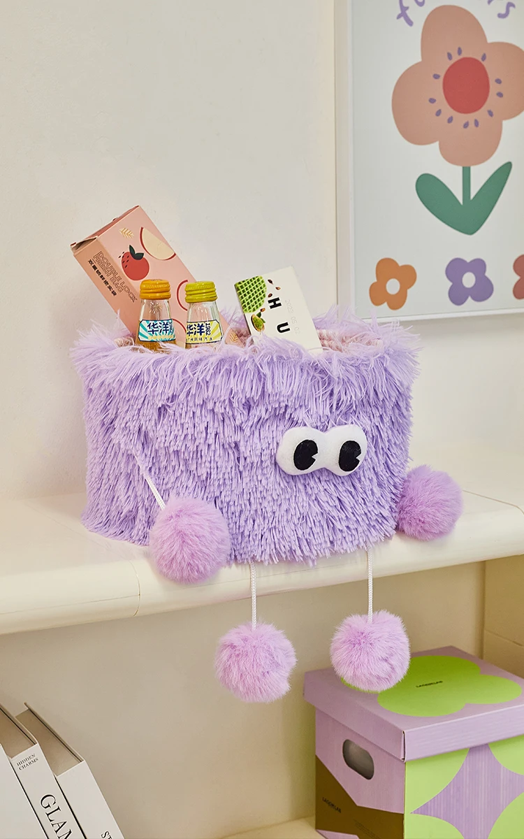 

Cute children's snack storage basket cartoon monster creative desktop storage blue woven storage circular basket