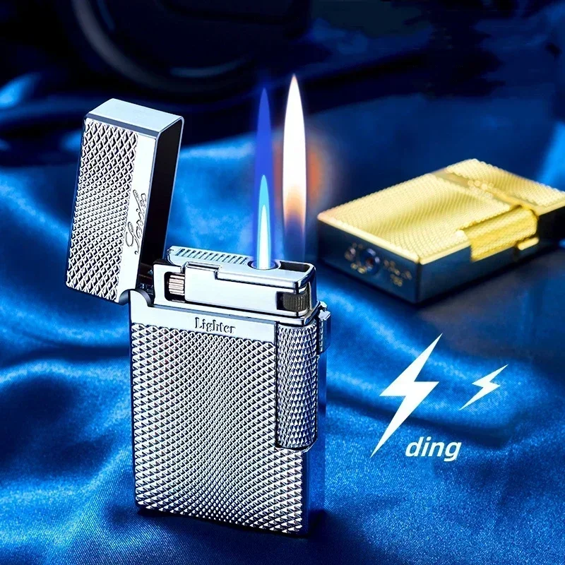 

Butane Gas Cigarette Lighter, New Metal Windproof Torch Lighter, Double Flame Grinding Wheel Lighters, Smoking Accessories Gift