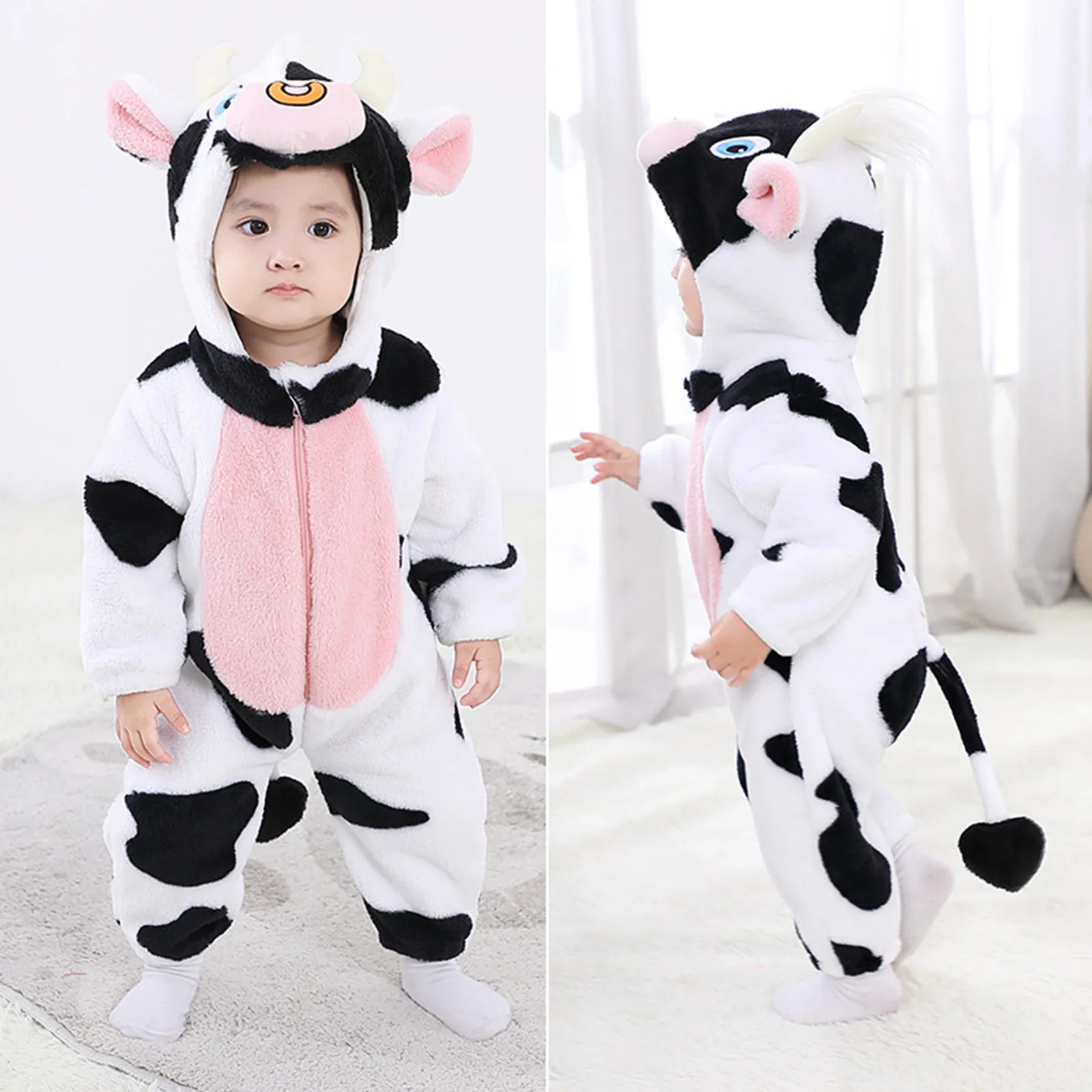 Warm Fleece Bodysuit Newborn Baby Boy Girls Jumpsuit Outfits Fashion Winter Snowsuit Cute Cow Print Infant Kids Hooded Romper
Warm Fleece Bodysuit Newborn Baby Boy Girls Jumpsuit Outfits Fashion Winter Snowsuit Cute Cow Print Infant Kids Hooded Romper