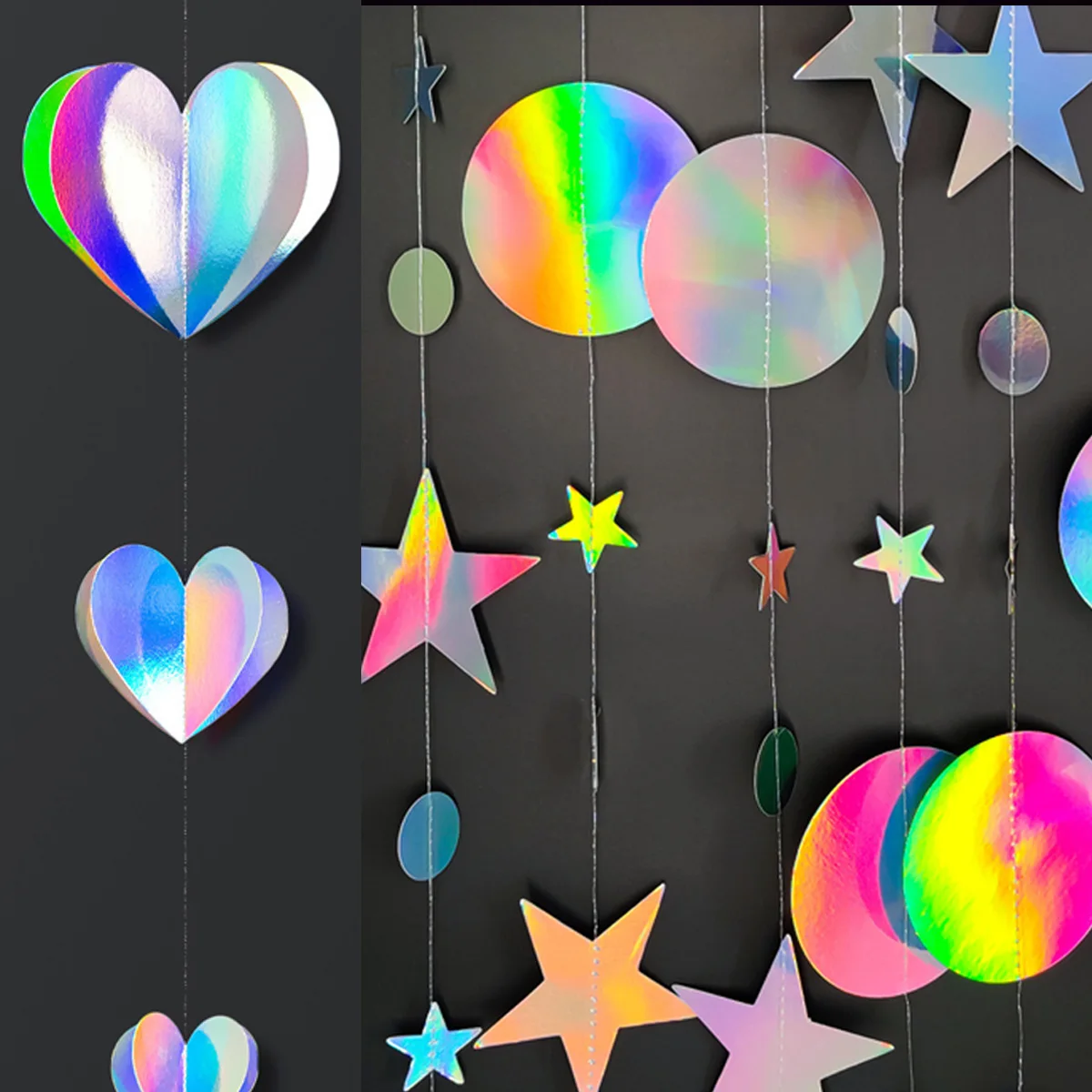 Laser Iridescent Paper Circle Dot Garland Twinkle Star Hanging Streamer Banner Backdrop Birthday Wedding Baby Shower Decorations
Laser Iridescent Paper Circle Dot Garland Twinkle Star Hanging Streamer Banner Backdrop Birthday Wedding Baby Shower Decorations
