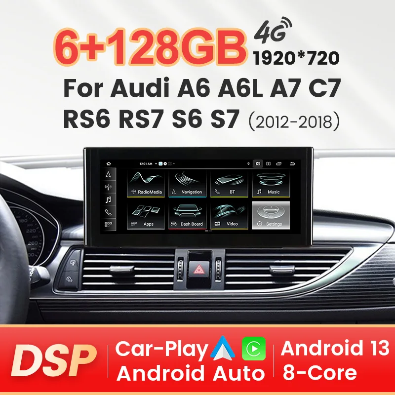 

Newest Android Car Screen For Audi A6 A6L A7 C7 RS6 RS7 S6 S7 2012 - 2018 GPS Multimedia Player Stereo Wireless Carplay Auto BT