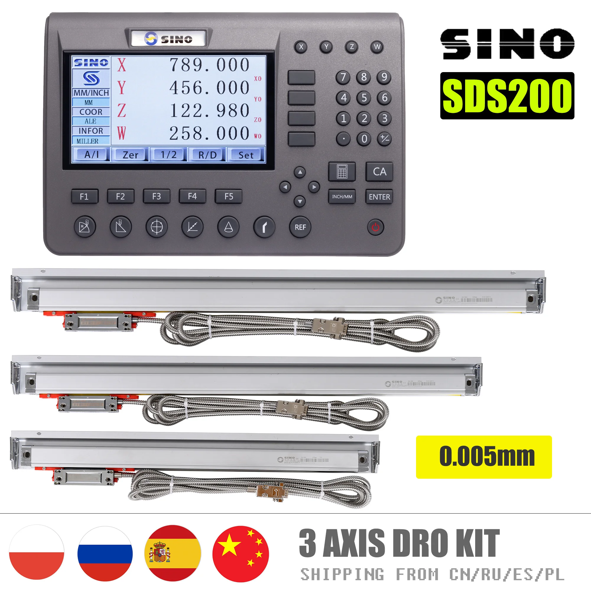 SINO SDS200 Metal 4 Axis LCD Digital Readout Display DRO Kit KA-300 Glass Linear Scale Encoder For Lathe Grinder Millilling Dril
SINO SDS200 Metal 4 Axis LCD Digital Readout Display DRO Kit KA-300 Glass Linear Scale Encoder For Lathe Grinder Millilling Dril