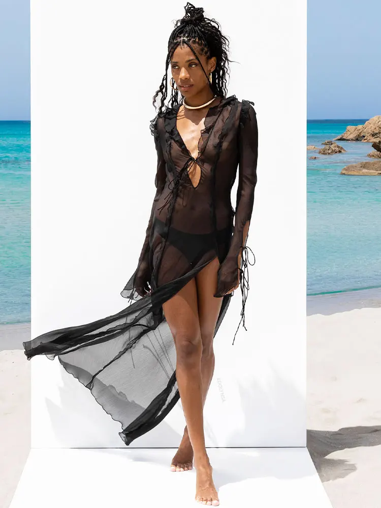 Sexy V Neck Black Perspective Ruffle Drawstring Summer Dress Women 2023 Elegant Side Split Party Maxi Dresses Vestido New
Sexy V Neck Black Perspective Ruffle Drawstring Summer Dress Women 2023 Elegant Side Split Party Maxi Dresses Vestido New