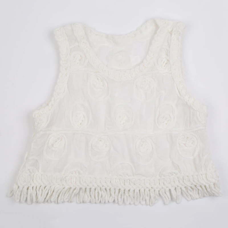 

Women Summer Hollow Out Crochet Crop for Tank Top Boho Knit Geometric Plaid Circle Sleeveless Camisole Tassels Hem Vest Dropship