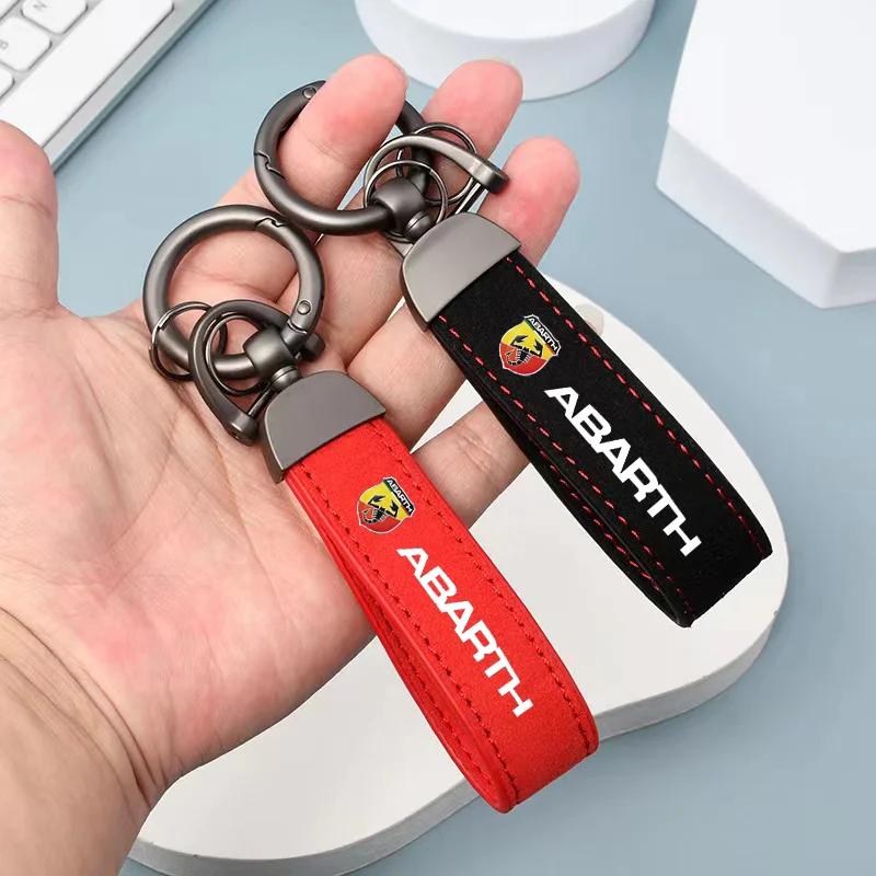 

Car Suede Keychain Sport Key Ring Custom Gift With Logo For Fiat Abarth 595 Abarth 500 Abarth 124 Spider key ring Car Accessorie