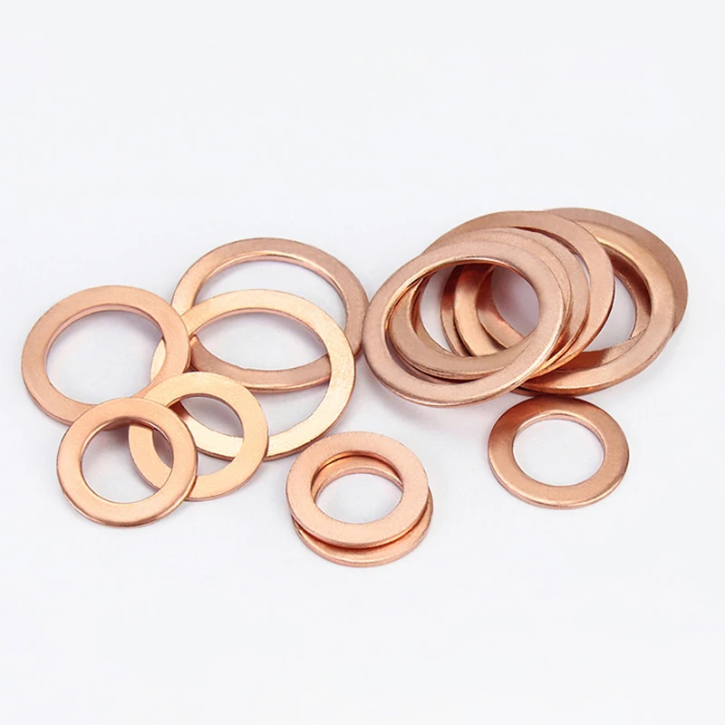

Thickness 1 - 2mm Copper Flat Washer Ring Seal Gaskets M18 M20 M22 M24 M27 M30 M33 M36 M42 M45 M48 M50 M60 Plain Spacer Washers