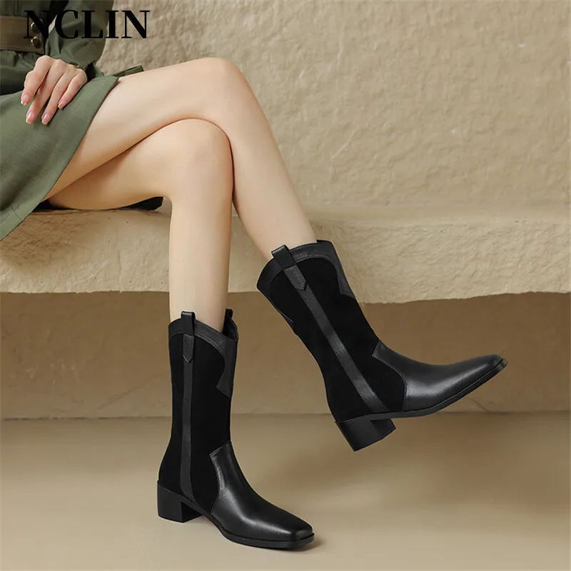 2024 Autumn/winter Genuine Leather Women Boots Square Toe Chunky Heels Boots for Women Fashion Boots Mid-calf Boot High Heels
2024 Autumn/winter Genuine Leather Women Boots Square Toe Chunky Heels Boots for Women Fashion Boots Mid-calf Boot High Heels