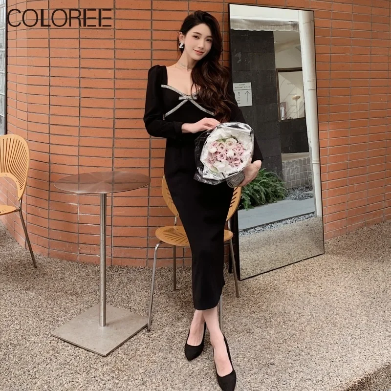 Handmade Beading Bow Long Sleeve Black Party Dress Women Luxury Elegant Slim Maxi Dresses 2023 Korean Fashion Clothing
Handmade Beading Bow Long Sleeve Black Party Dress Women Luxury Elegant Slim Maxi Dresses 2023 Korean Fashion Clothing
