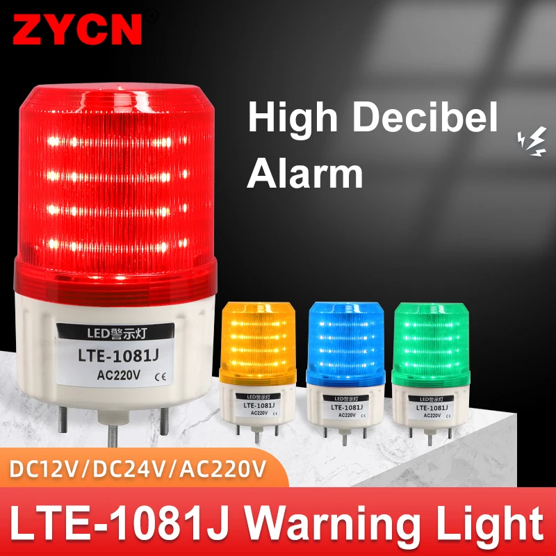 

LTE-1081J LED Rotating Indicator Warning Light High Decibel Beacon Sound Strobe Alarm Lamp Waterproof Yellow Red Green Buzzer