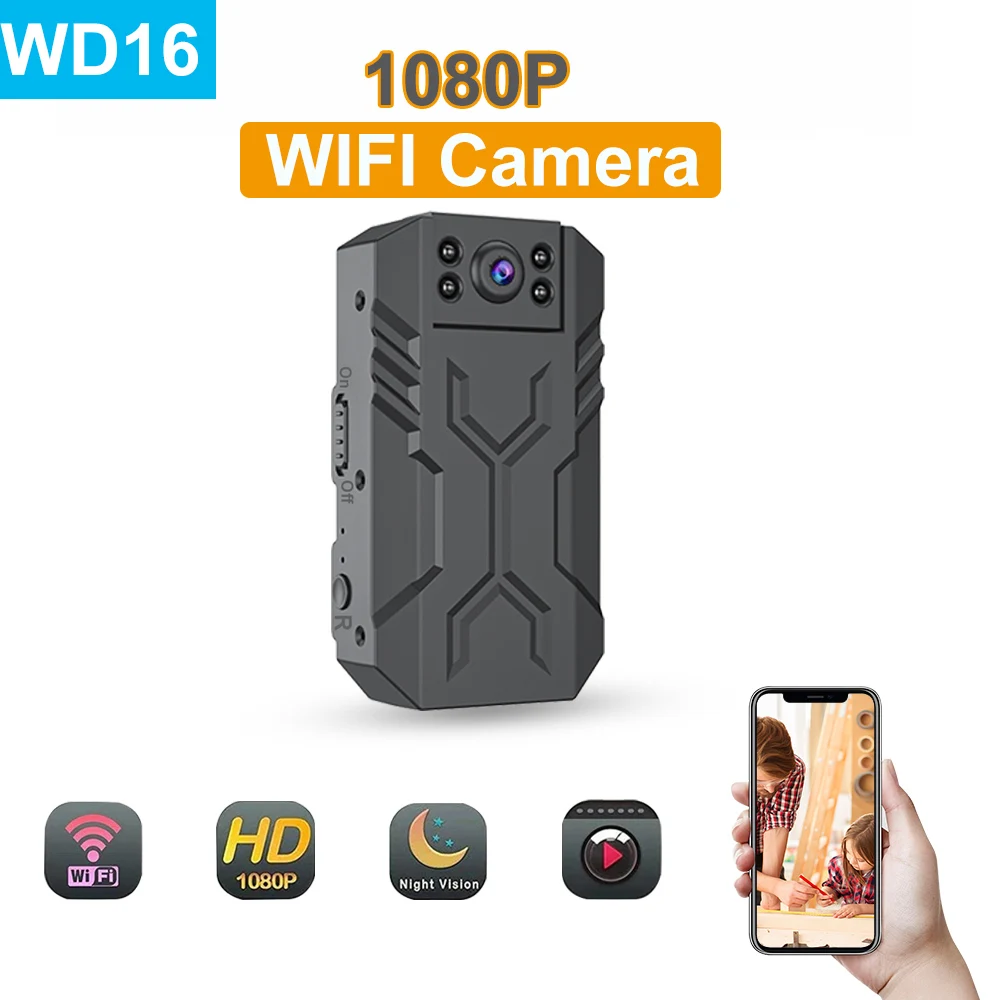 WD16 Mini WiFi Camera IP Cam HD Wireless Micro Remote Monitor Tiny Video Recorder Motion Alarm IR Night Vision
WD16 Mini WiFi Camera IP Cam HD Wireless Micro Remote Monitor Tiny Video Recorder Motion Alarm IR Night Vision