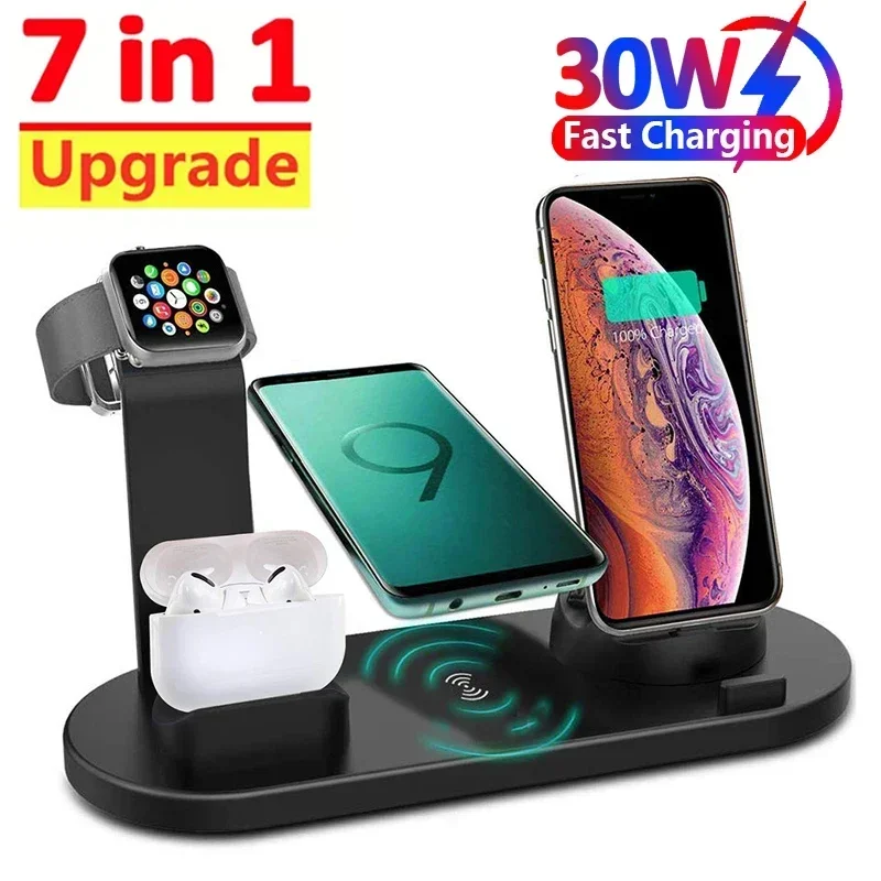30W 7 In 1 Wireless Charger Stand Pad For iPhone 15 14 13 12 11 X Apple Watch Airpods Desk Phone Chargers Charging Dock Station
30W 7 In 1 Wireless Charger Stand Pad For iPhone 15 14 13 12 11 X Apple Watch Airpods Desk Phone Chargers Charging Dock Station